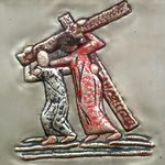 Kreuzwegstation 5 mit bildlicher Darstellung